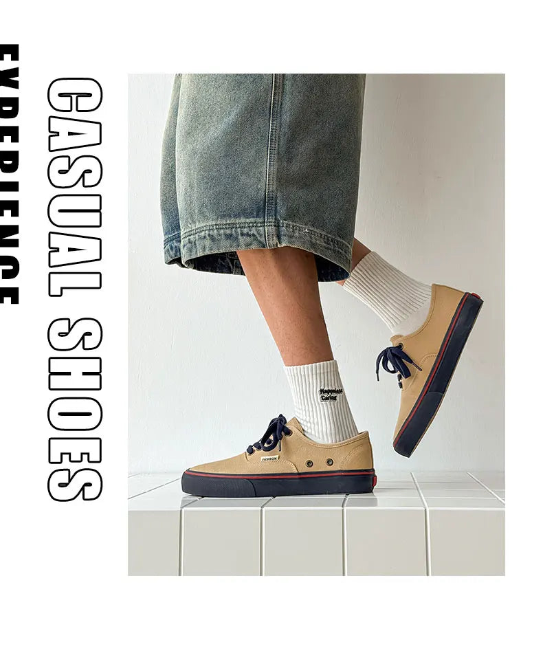 New Men's Spring/Autumn Low-Top Casual Canvas Sneakers Trendy Versatile and Minimalist Style Essential Wardrobe Staple