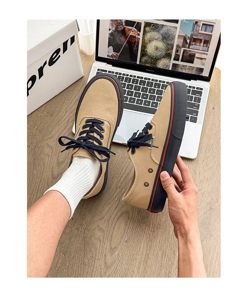 New Men's Spring/Autumn Low-Top Casual Canvas Sneakers Trendy Versatile and Minimalist Style Essential Wardrobe Staple