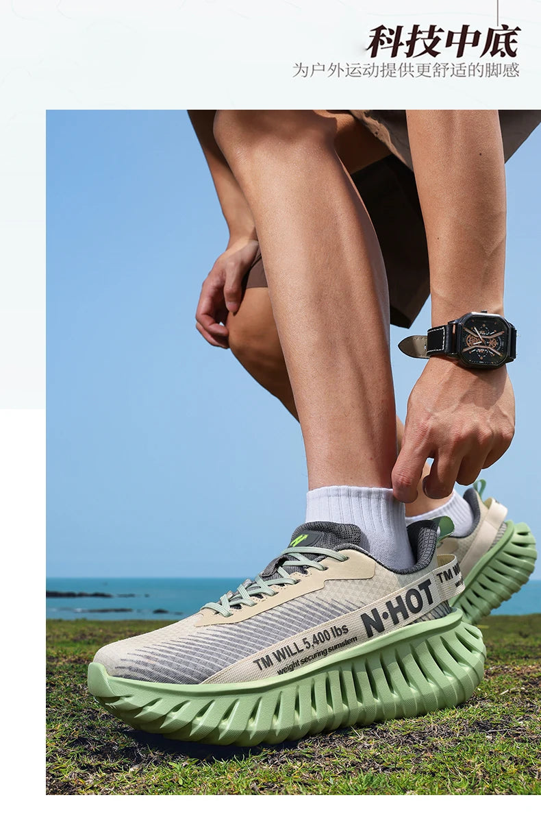 Men's Casual Sneakers 2025 Trendy Fashionable Unisex Shoes Durable Anti-slip Thick-soled Elevator Comfortable Breathable Easy-cl