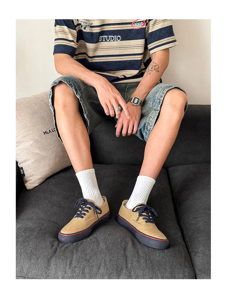 New Men's Spring/Autumn Low-Top Casual Canvas Sneakers Trendy Versatile and Minimalist Style Essential Wardrobe Staple