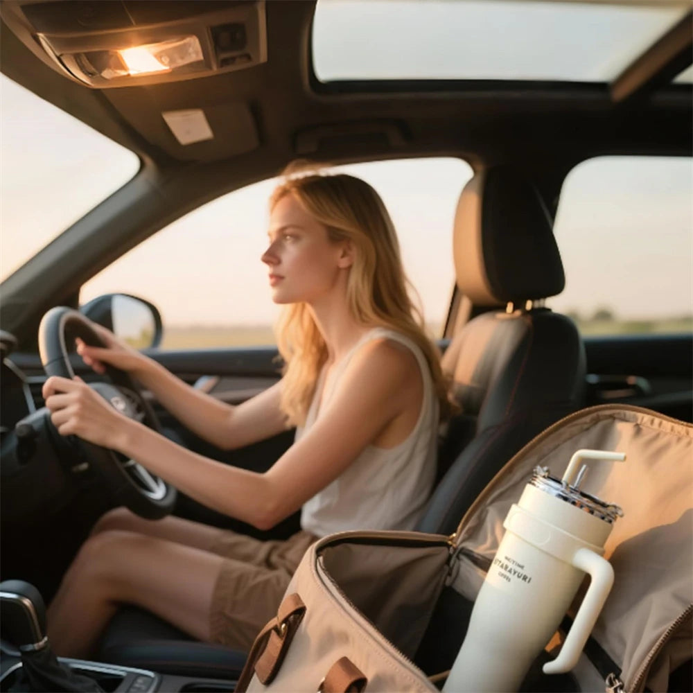 1pc Stainless Steel Ice Tumbler 38.55oz Insulated Cup with Handle & Straw Keeps Cold for 24 Hrs Car Insulation Cup Coffee Water