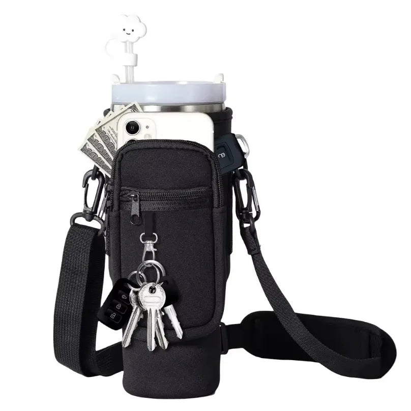 40oz Neoprene Water Bottle Carrier Bag with Adjustable Shoulder Strap Water Bottle Holder Pouch For Stanley Quencher Cup Sleeve