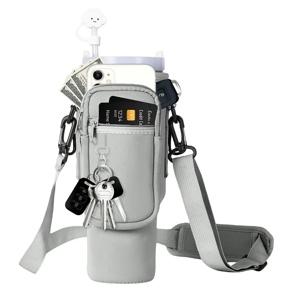 40oz Neoprene Water Bottle Carrier Bag with Adjustable Shoulder Strap Water Bottle Holder Pouch For Stanley Quencher Cup Sleeve