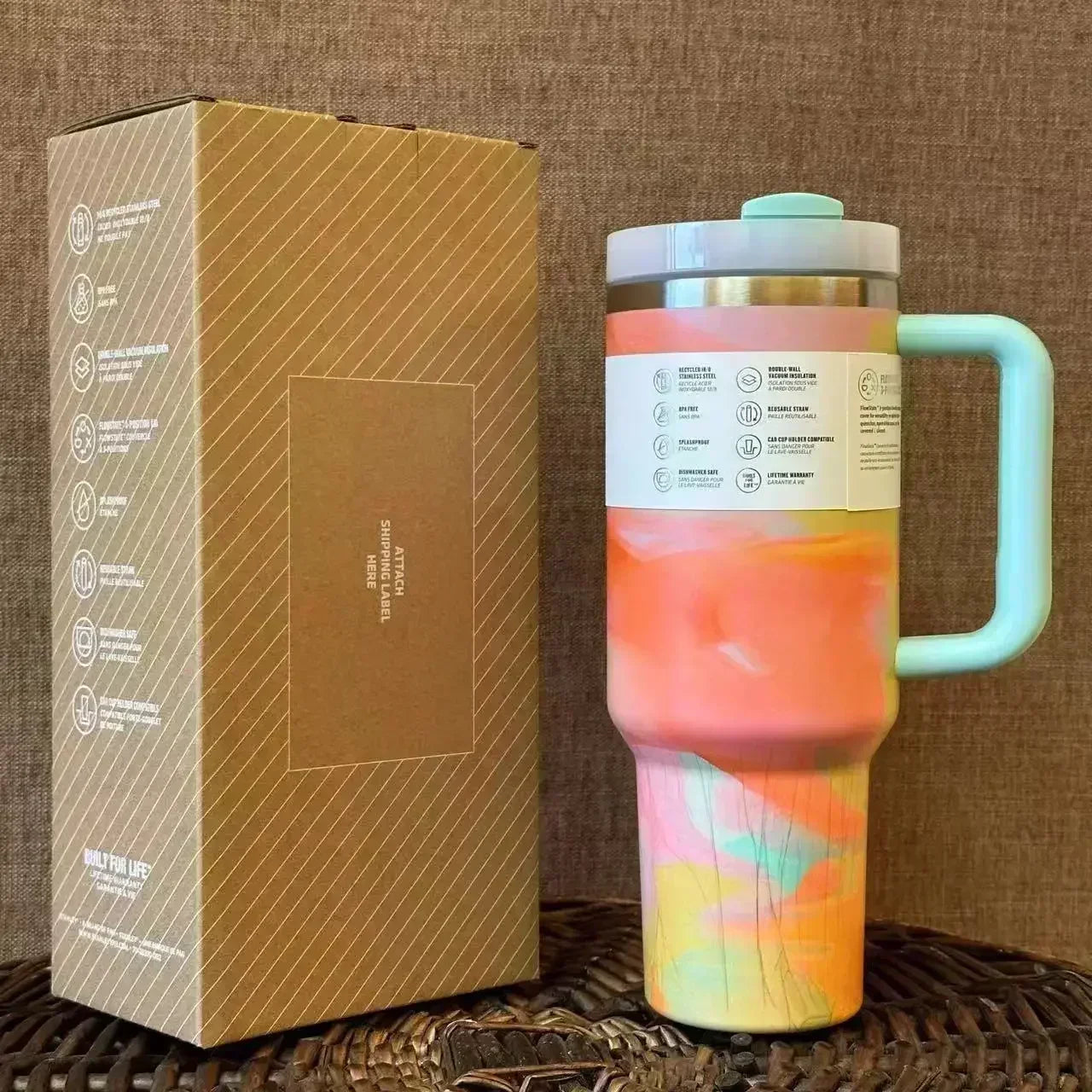 2025New Arrivals Thermal Coffee Cup with Straw Stainless Steel Vacuum Insulated Tumbler 40oz Thermal Iced Travel Cup for Outdoor