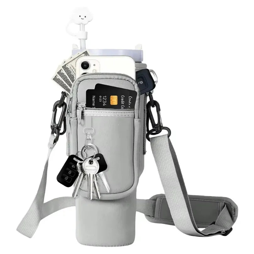 40oz Neoprene Water Bottle Carrier Bag with Adjustable Shoulder Strap Water Bottle Holder Pouch For Stanley Quencher Cup Sleeve
