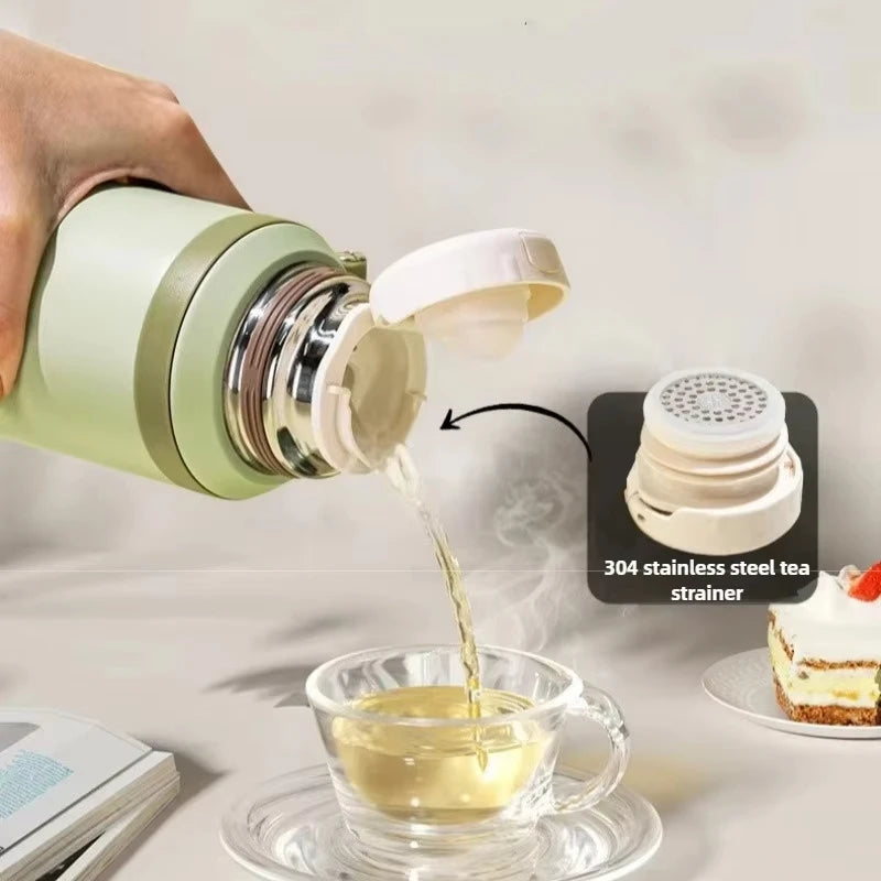 1pc 600ml Stainless Steel Thermos Cup Insulated Water Bottle With Cup Outdoor Camping Hiking Handheld Tumbler 24h Insulation