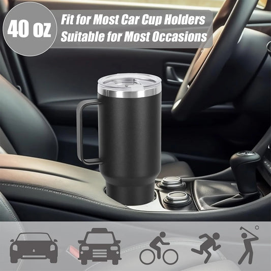 40oz Vacuum Insulated Stainless Steel Water Bottle w/Handle & Straw Lid, Double-Wall Travel Mug for Hot/Cold Drinks, Splash-Proo